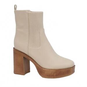 NEW YOKI women's yale chunky high heel platform boots in bone